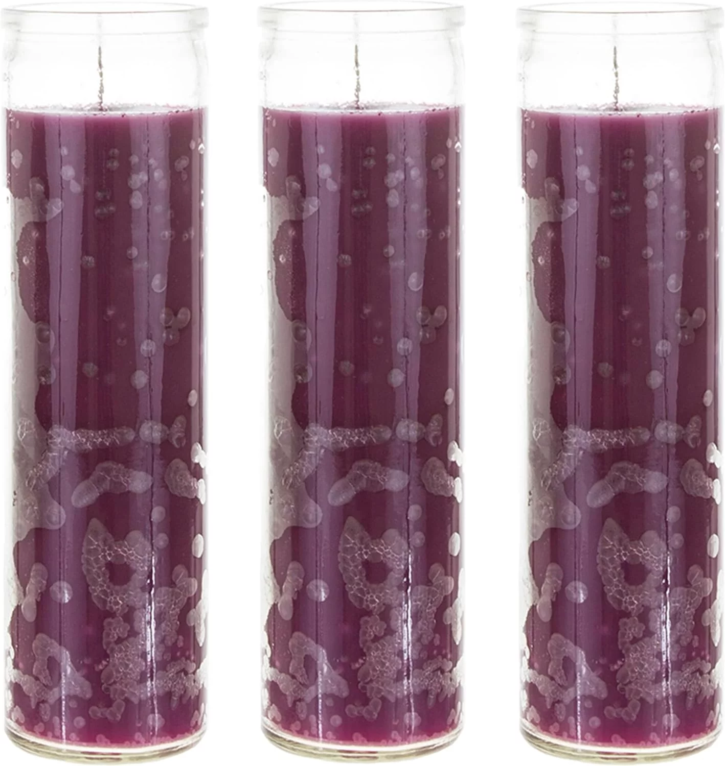3 Pcs Unscented Purple 7 Day Devotional Prayer Glass Container Candle, Premium Wax  2 Inch X 8 Inch, Great For Sanctuary, Vigils, Prayers, Blessing, Religious  Much More