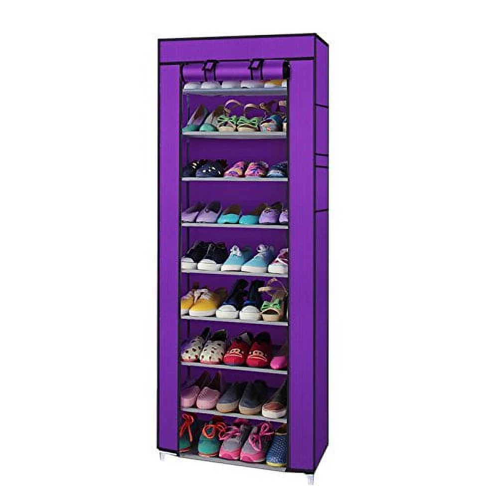 Ktaxon 10 Tier Shoes Cabinet Storage Organizer Shoe Rack Closet Holds-Purple-22.83'' x 11.4'' x 63''