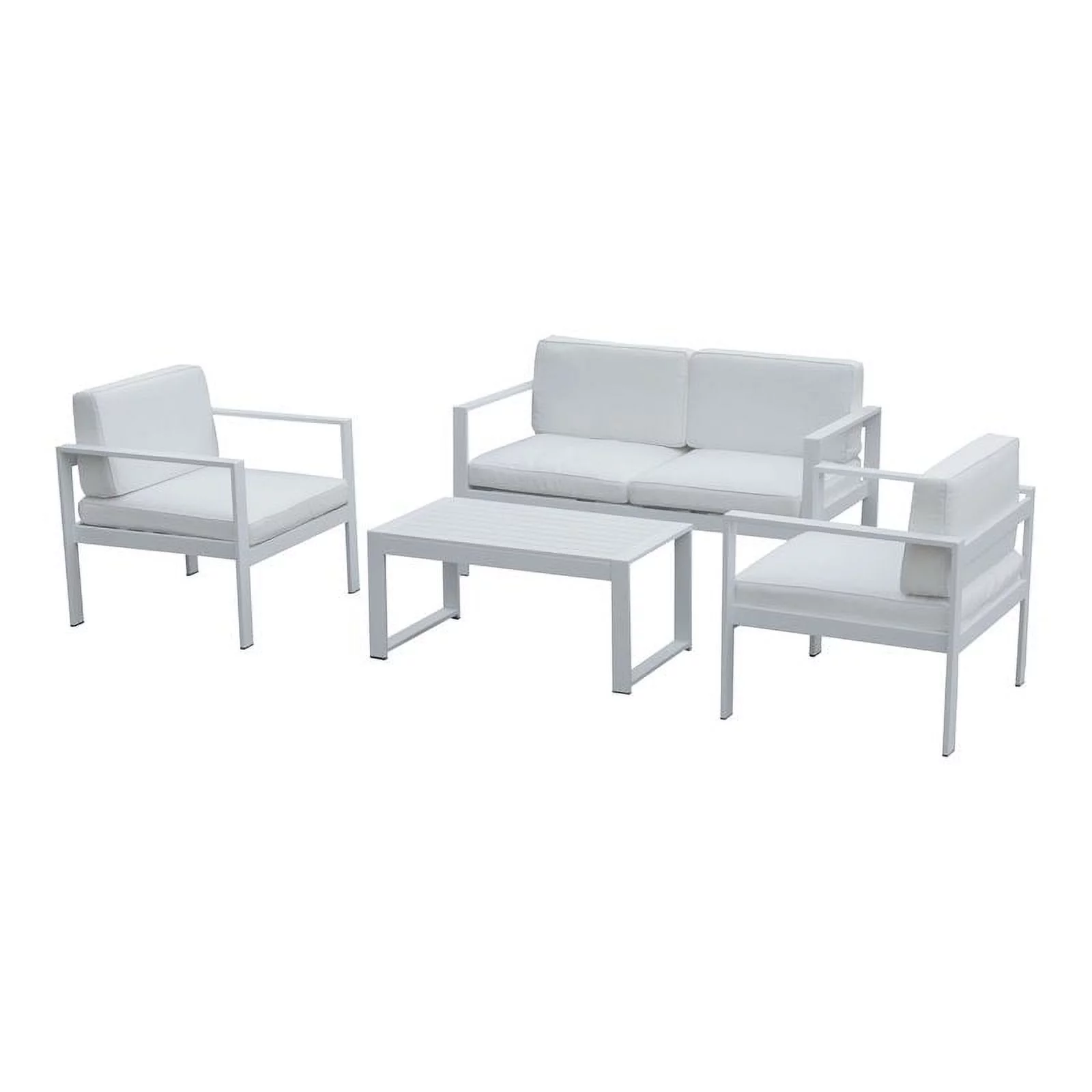 Pangea Home Karen 4-piece Modern Aluminum Frame Outdoor Sofa Set in White