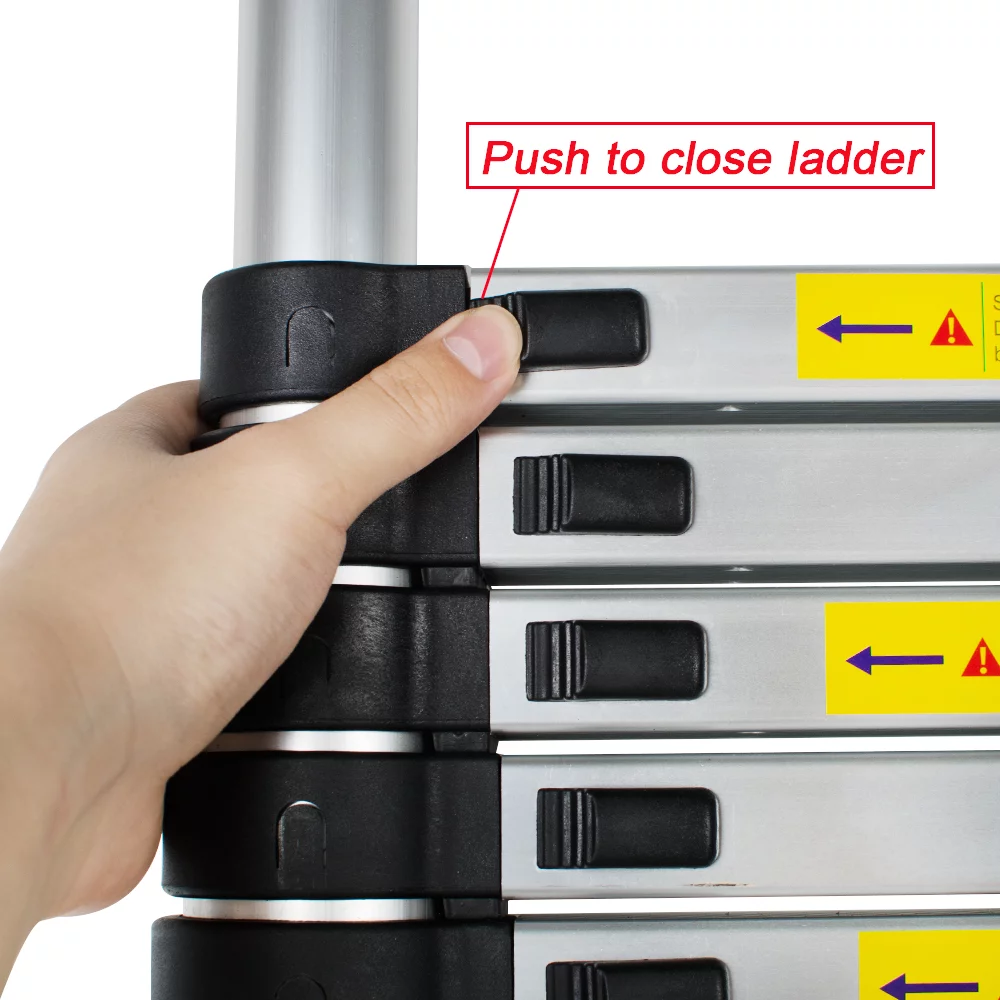 8.5FT Telescopic Ladder Extension Aluminum Ladder Folding Multi Purpose One-Button Retraction Non-Slip Ladder Load 330lbs