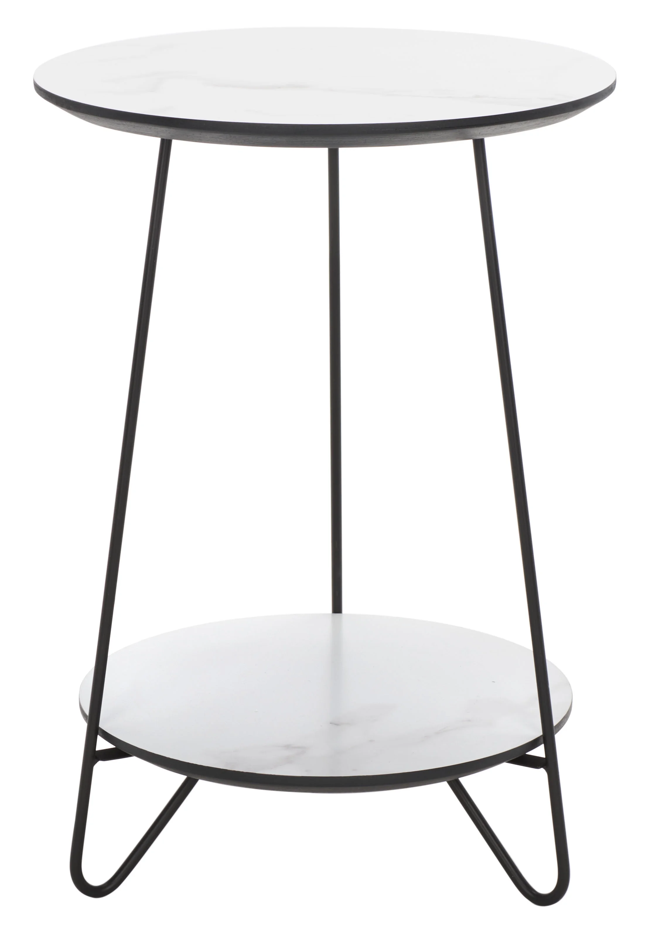 SAFAVIEH Avalin.e Modern Style Round Side Table, White/Black (15 in. W x 15 in. D x 21.6 in. H)