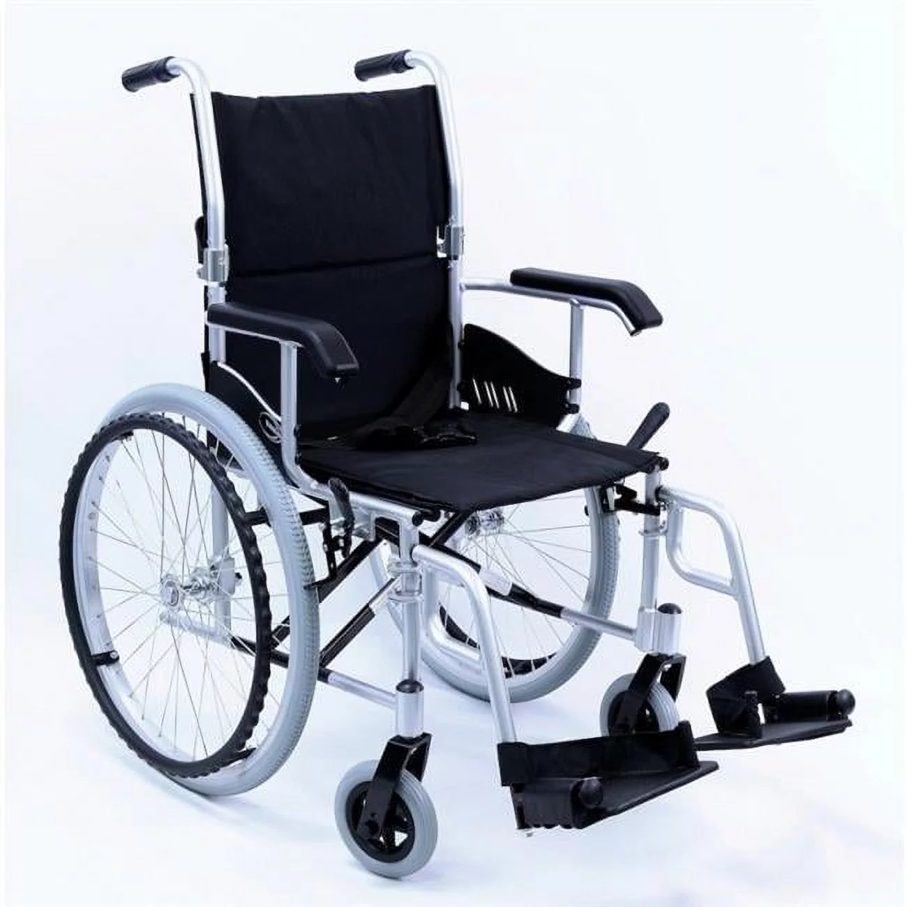 18 in. 24 lbs Seat Ultra Lightweight Wheelchair with Elevating Legrest, Silver