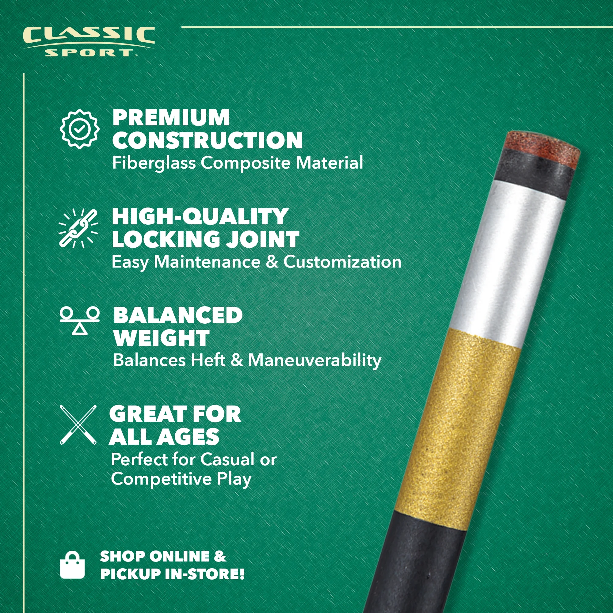 Classic Sport Tungsten 58 in. 2-Piece Premium Billiard Cue Pool Stick