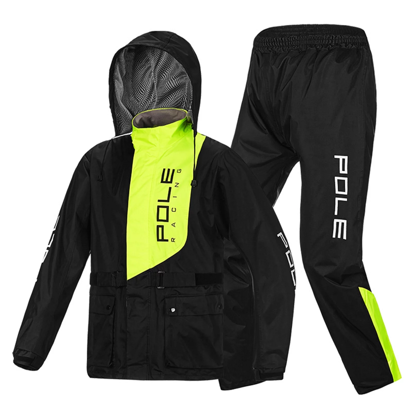 POLE-RACING Men Waterproof Breathable Rain Suit Rain Jacket and Pants Suit for Motorcycle Golfing Cycling Fishing Hiking