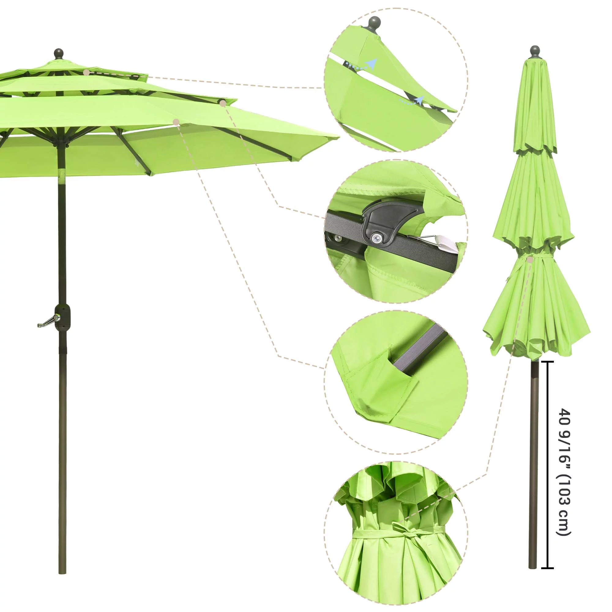 Yescom 9 Ft 3 Tier Patio Umbrella with Protective Cover Crank Push to Tilt Poolside