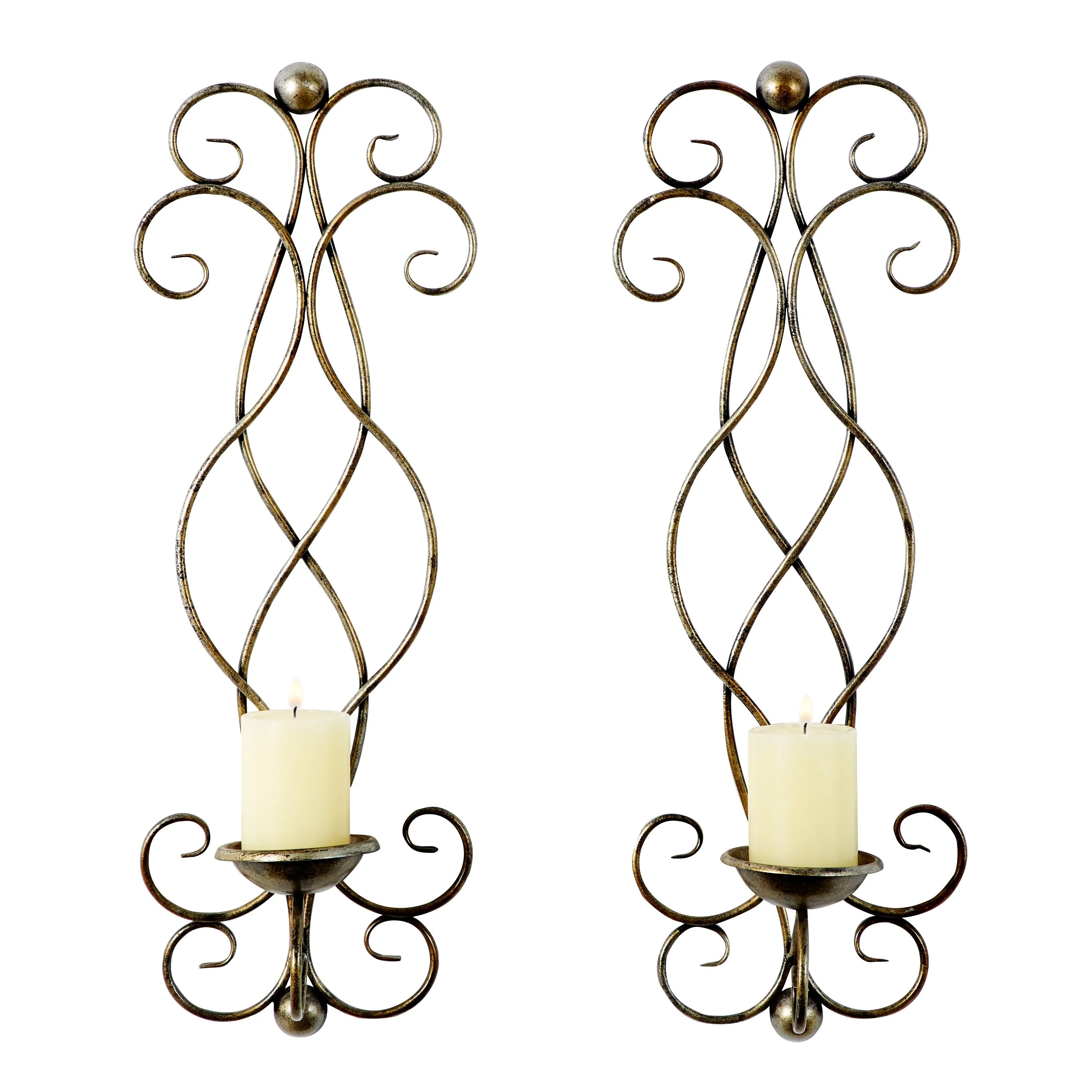 Studio 350 Bronze Metal 2 Candle Wall Sconce (Set of 2) - 25