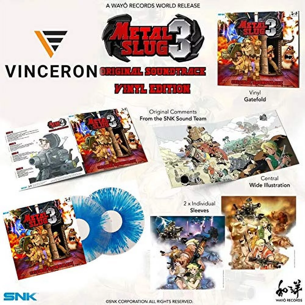 Metal Slug 3 Original Soundtrack - Vinceron Exclusive Limited Edition Clear Blue Splatter 2x Vinyl LP