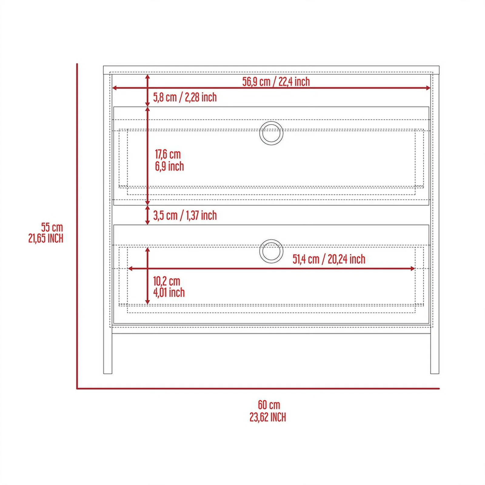 Boahaus Toledo Nightstand, Black - Brown, Manufactured Wood