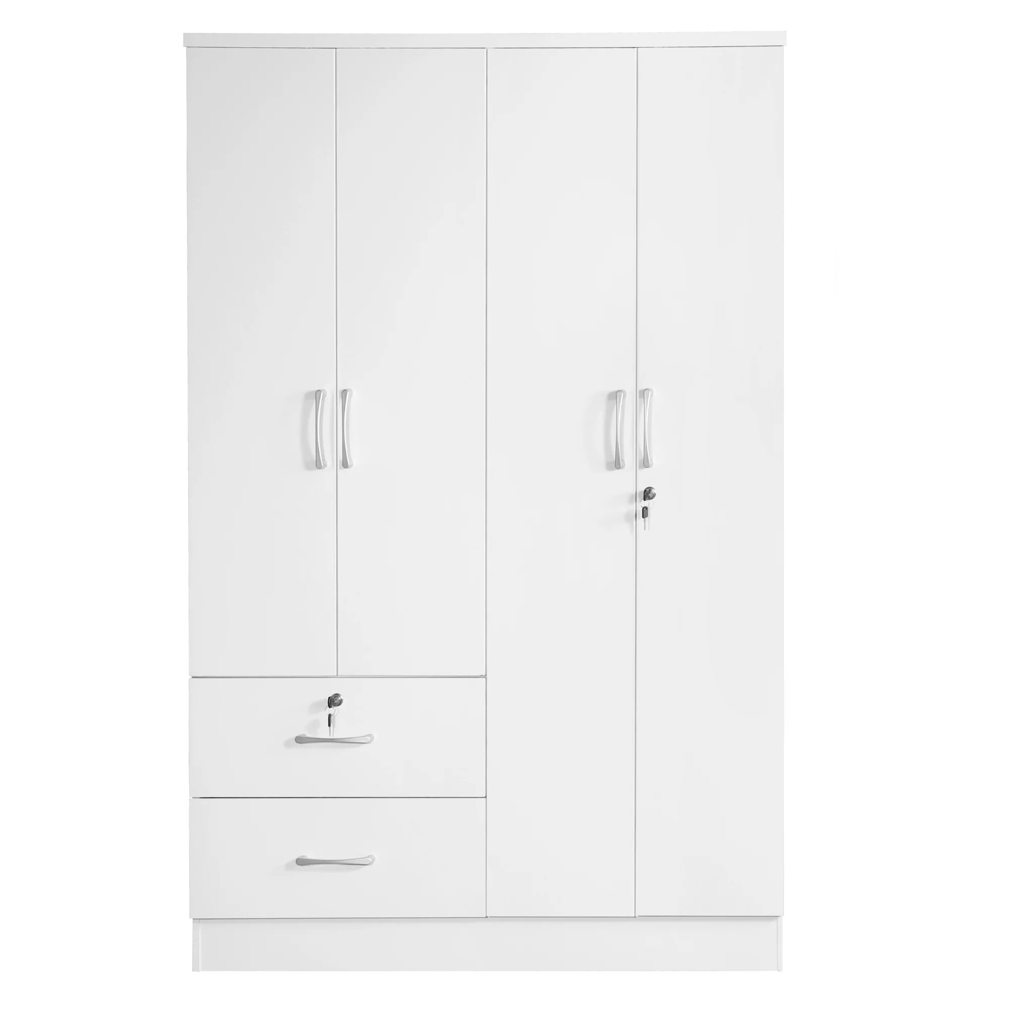 Better Home Products Luna Modern Wood 4 Doors 2 Drawers Armoire in White