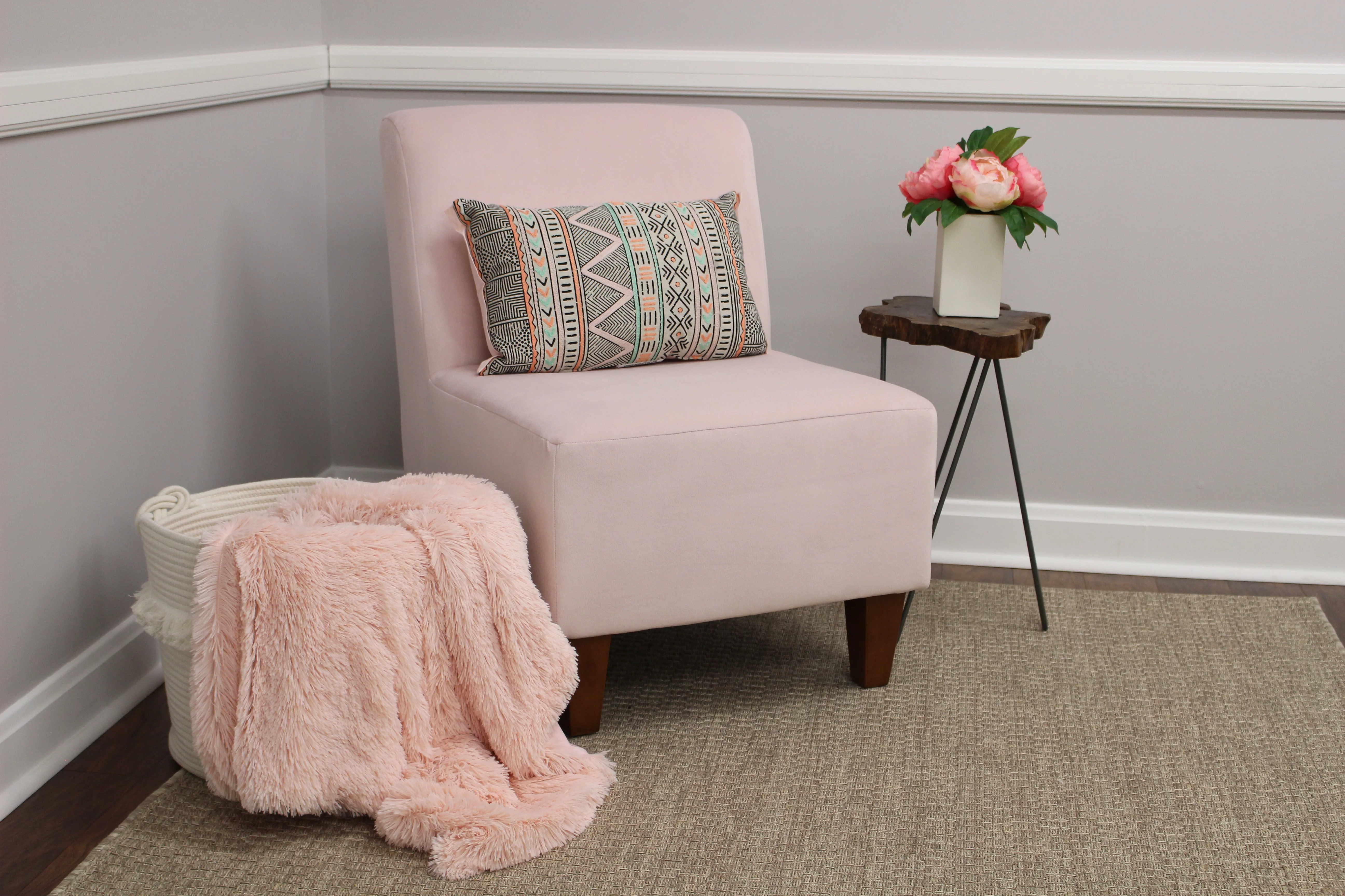 Penelope Armless Slipper Chair - Rose Pink