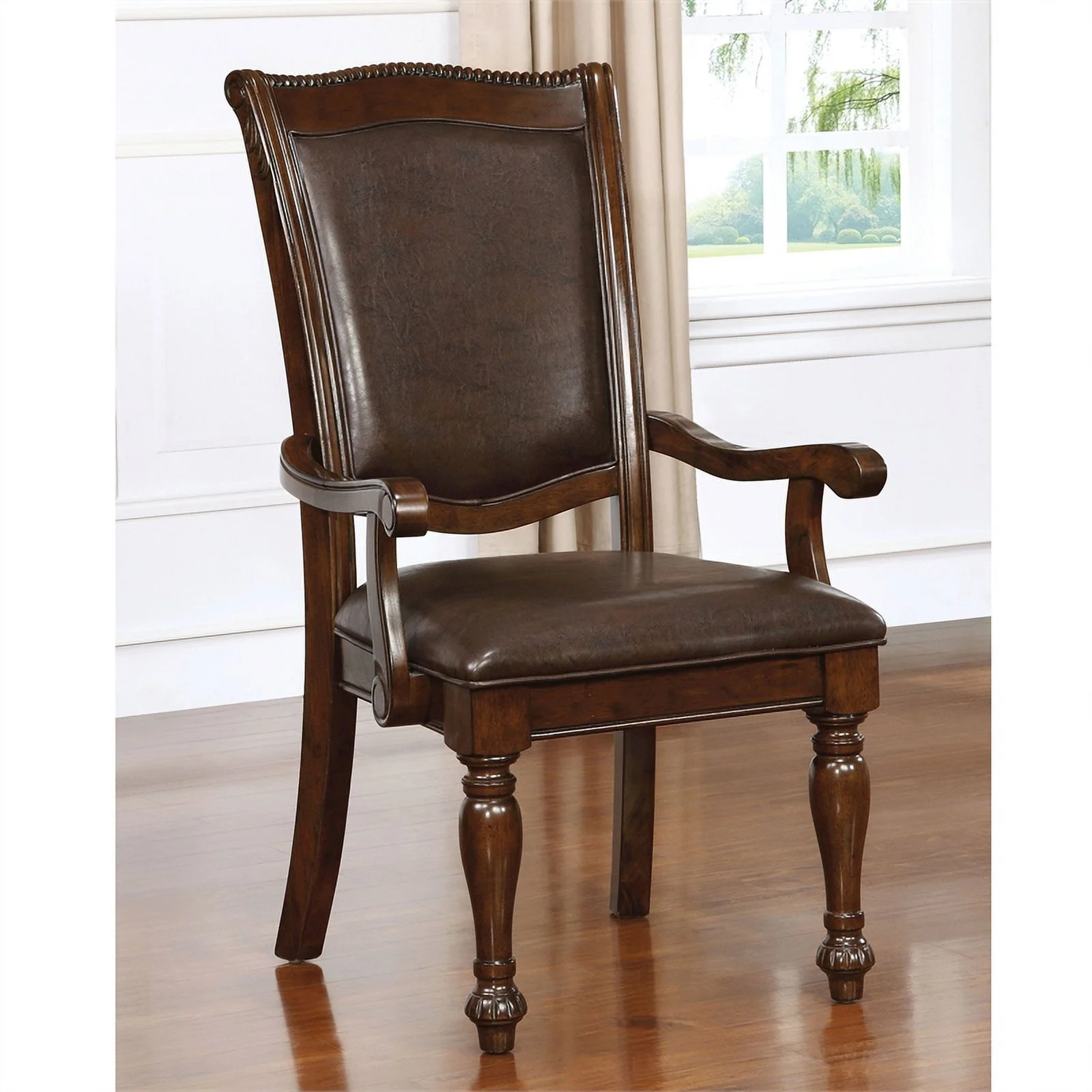 Furniture of America Alstroemeria Wood 7-Piece Dining Table Set in Brown Cherry