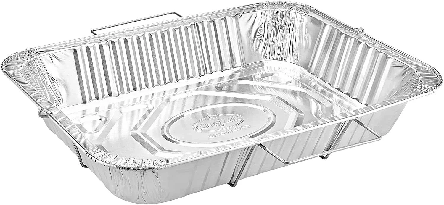 Disposable Rectangle Aluminum Handle Rack Pan Roaster - No Lids, Dimensions L 16 3/4 x W 12 x D 2 1/2 (30 Qty)