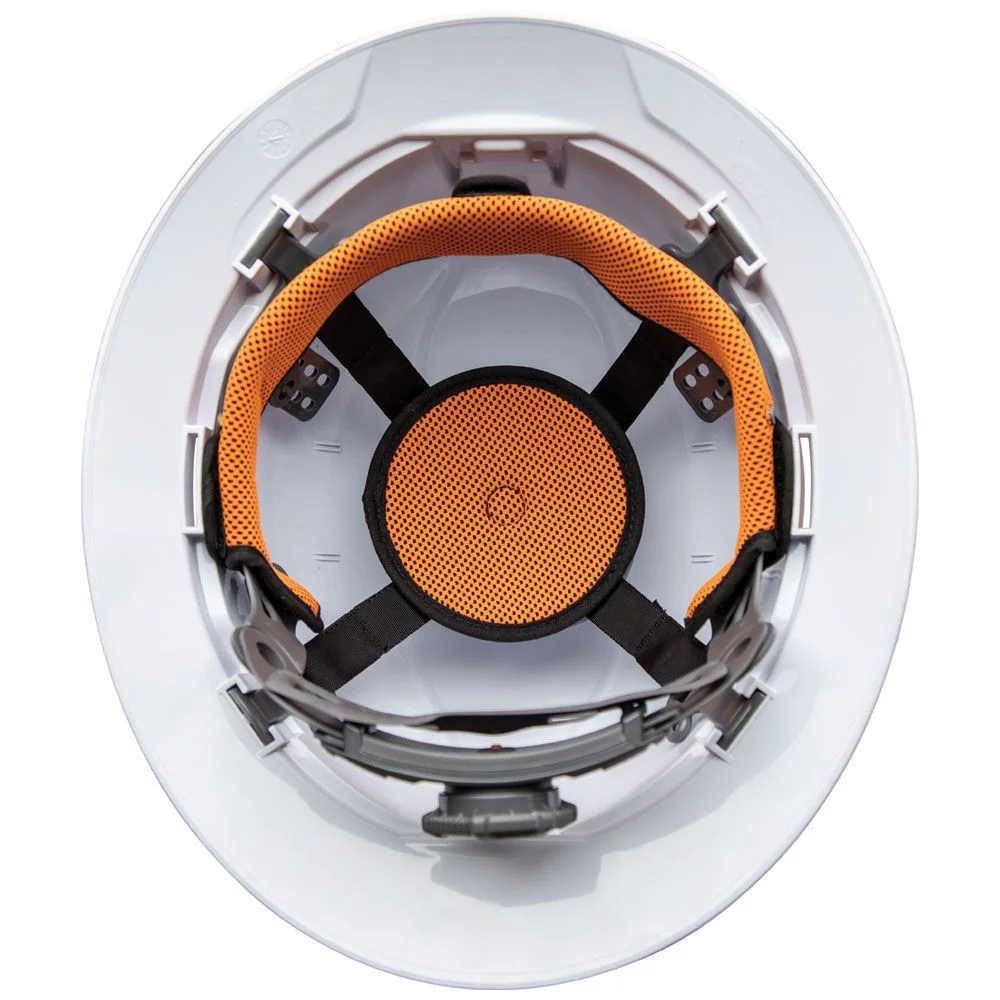 Klein Tools 60406RL Non-Vented Full Brim Hard Hat with Rechargeable Headlamp - White