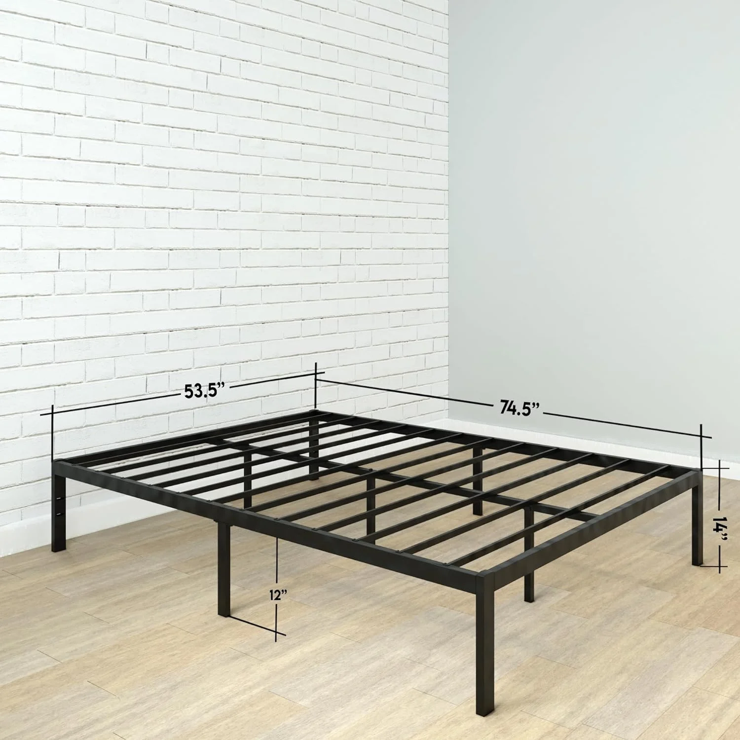 Minimalistic Queen Size Black Iron Bed Frame With Headboard Footboard Wrought Rod Art Heavy Duty Steel Metal Platform Foundation Farmhouse Industrial 1000 Lbs Capacity