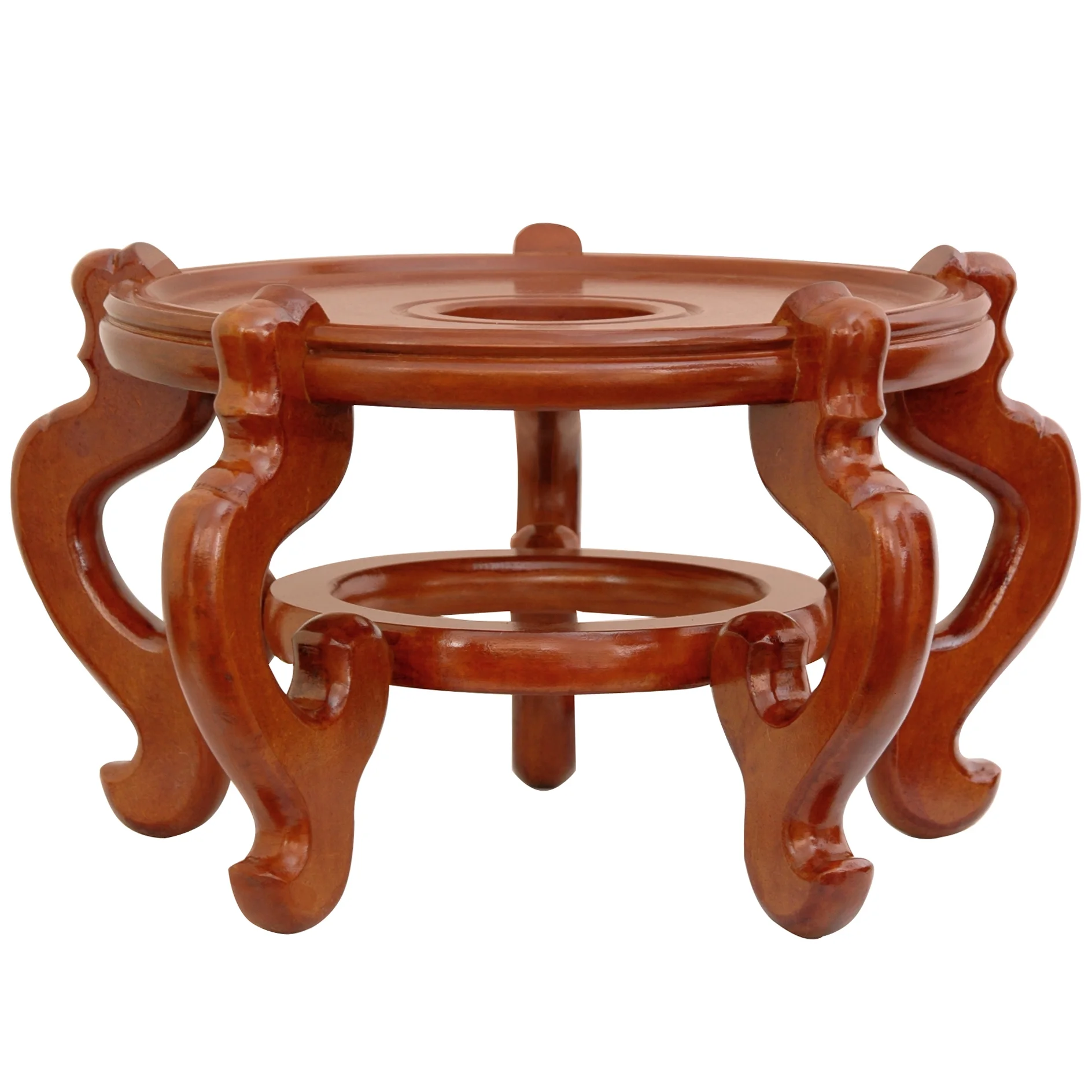 Chinese Rosewood 5 Leg Fishbowl Display Stand - Honey - Size 9.5 in. Base Diameter