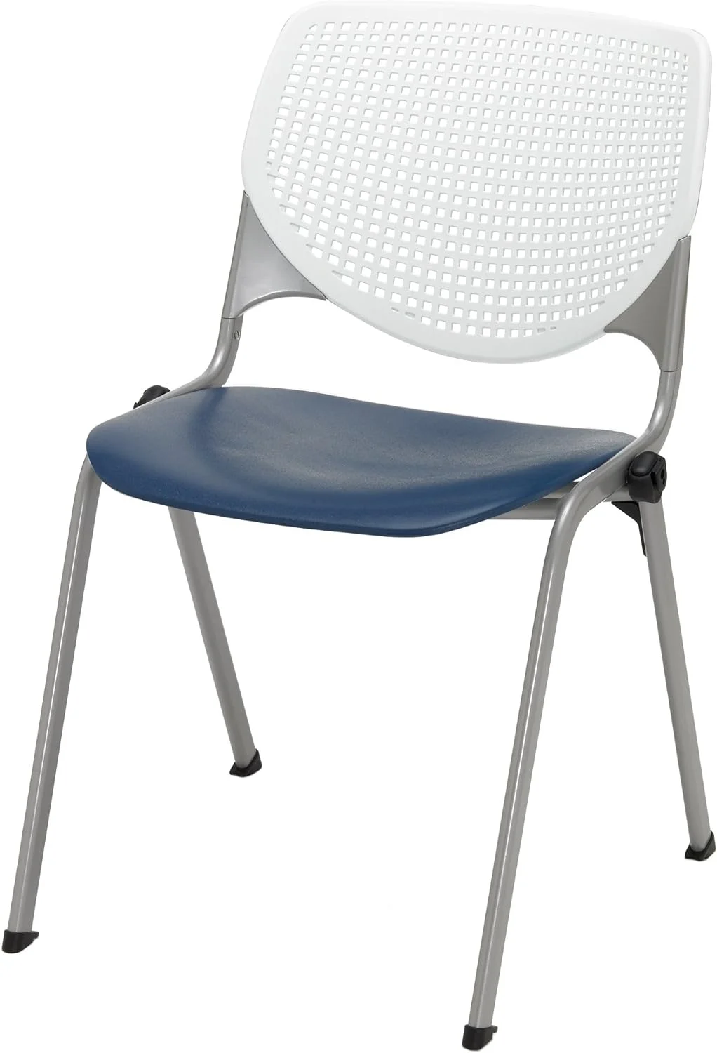 Stack Chair With Perforated Navy Seat And White Back
