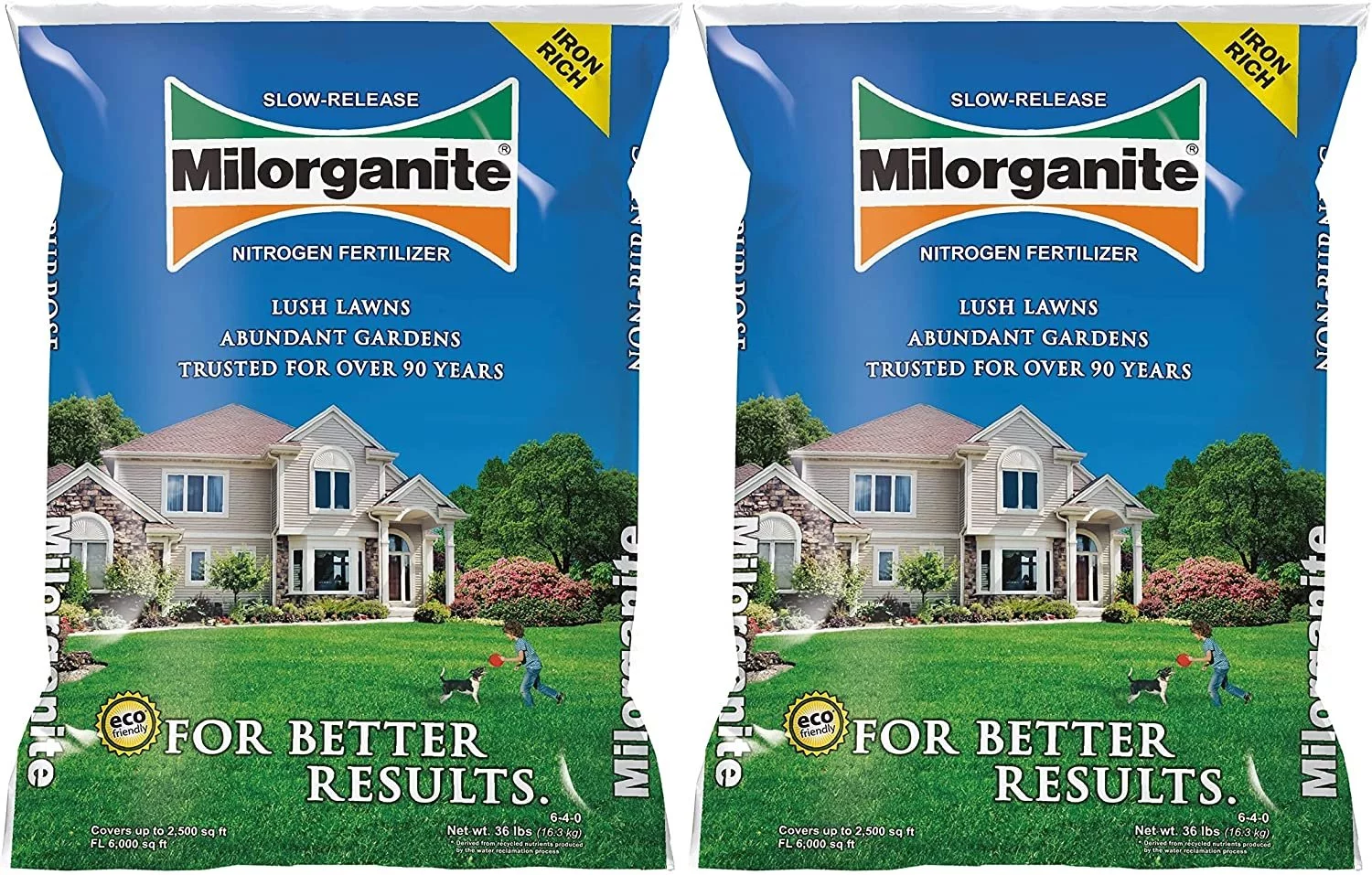 Milorganite 0636 Organic Nitrogen Fertilizer, 32-Pound, Pack of 2