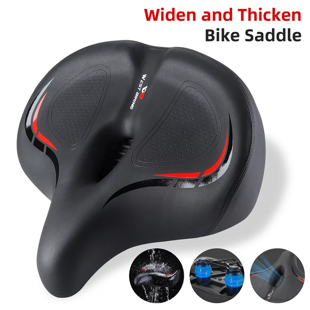 WEST BIKINGThickened High Elasticity Bike Saddle Soft Waterproof PU Pad Road Seats Comfort Breathable AntiSlip Cycling Cushion