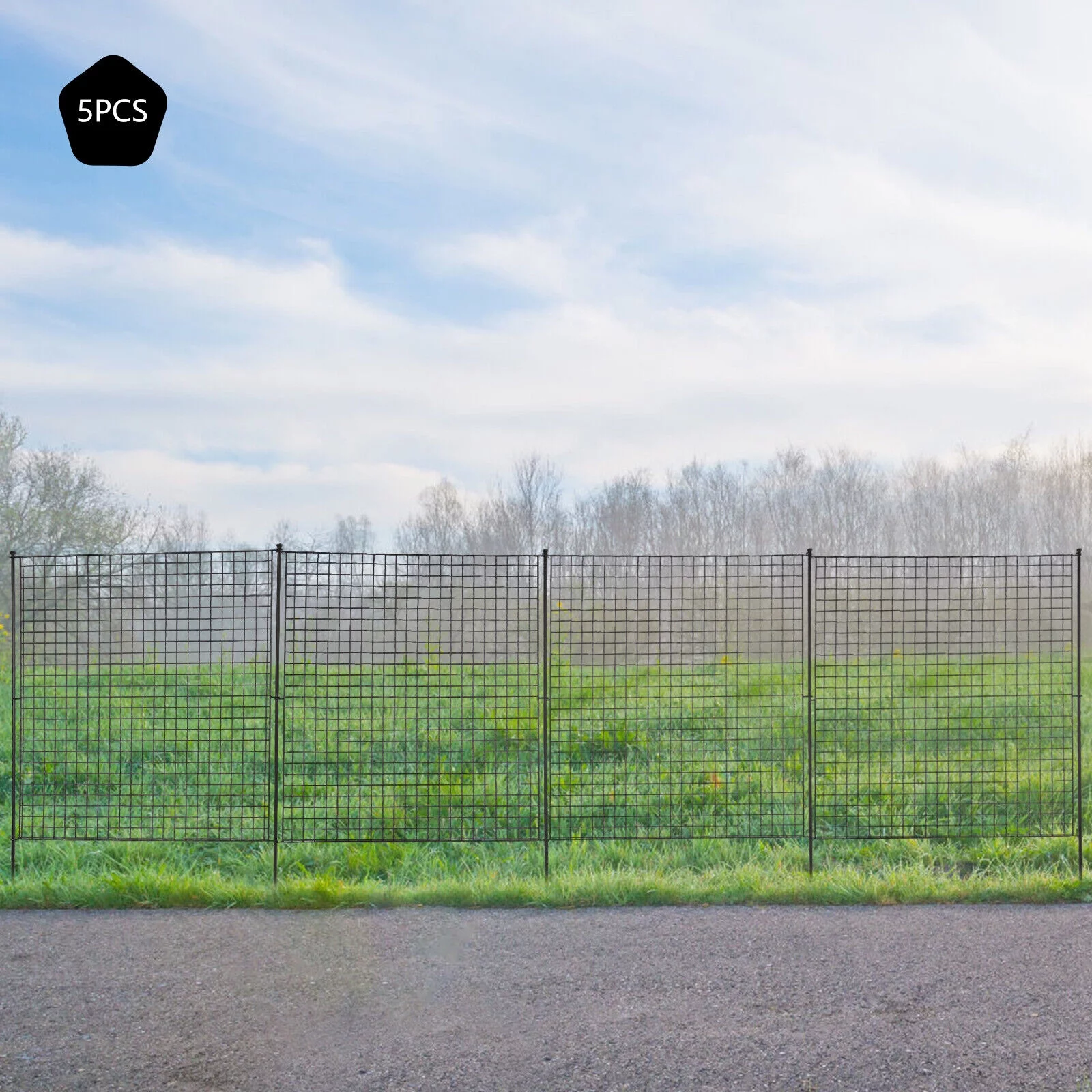 Outdoor Products No Dig Metal Garden Fence and Gate Bundle 4 Panels + 1 Gate