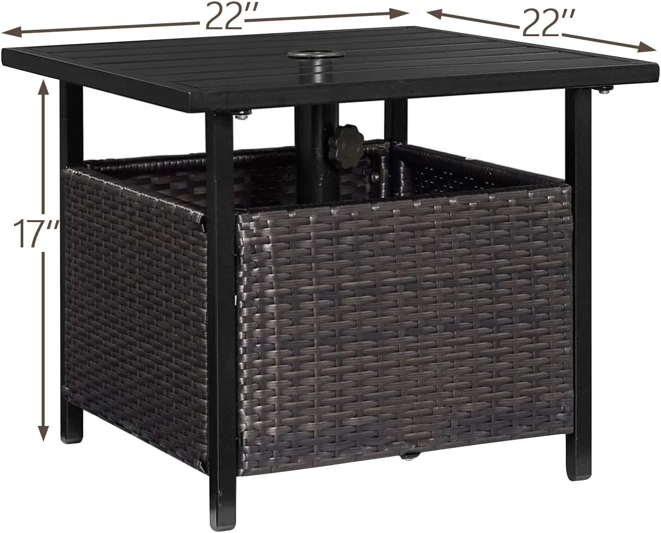 TJUNBOLIFE Ulax  Patio  Outdoor Wicker Umbrella Bistro End Table