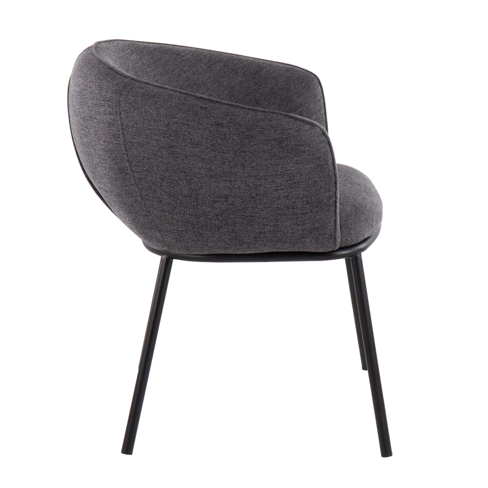 DeeHome Ashland Contemporary Chair in Black Steel and Charcoal Fabric by LumiSource