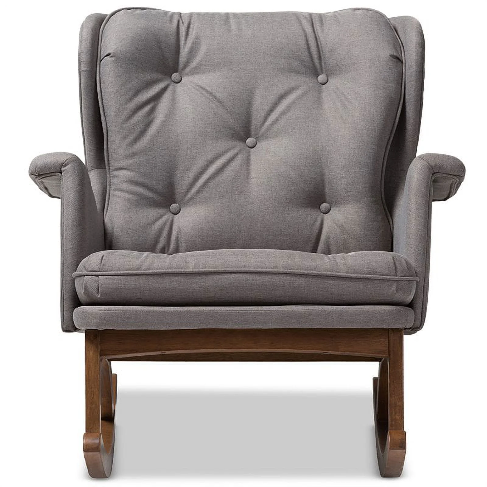 Home Square 2 Piece Tufted Upholstered Fabric Rocker Set in Gray and Walnut