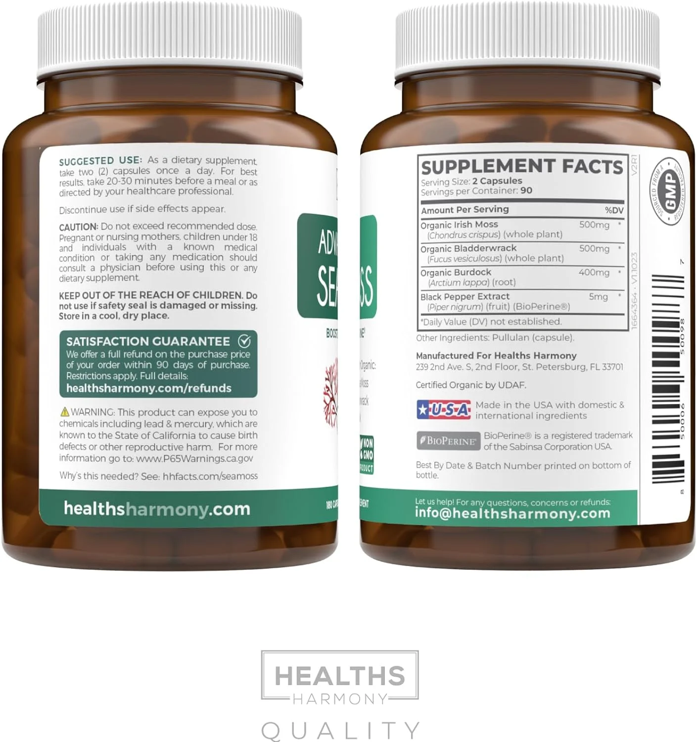 Advanced Irish Sea Moss (Non-GMO) Supports Digestion & Immune Health - Organic & Vegan Ingredients (180 Capsules)