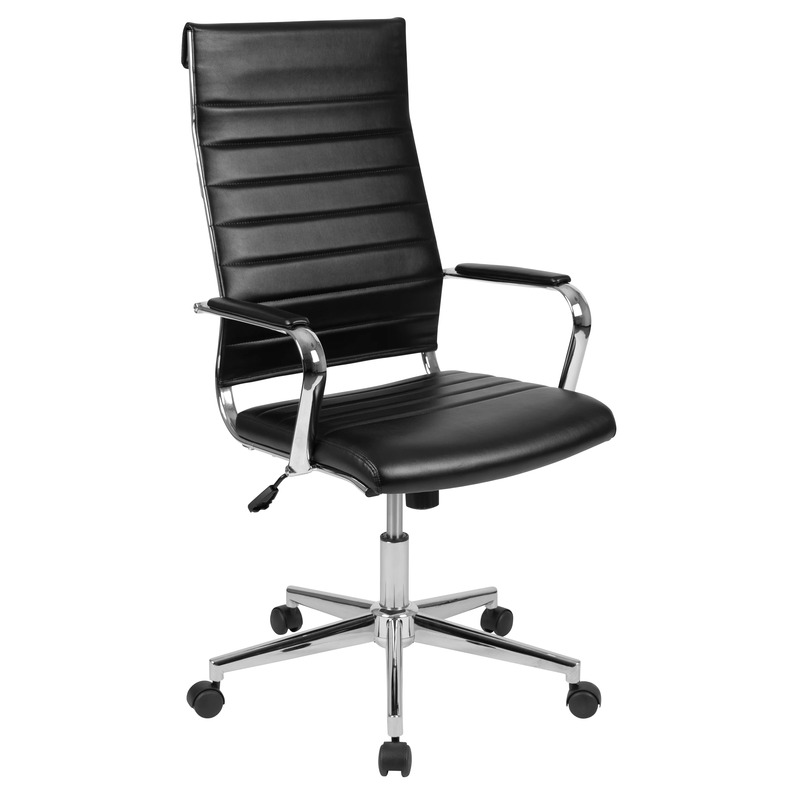 Flash Furniture Hansel High Back Black LeatherSoft Contemporary Ribbed Executive Swivel Office Chair