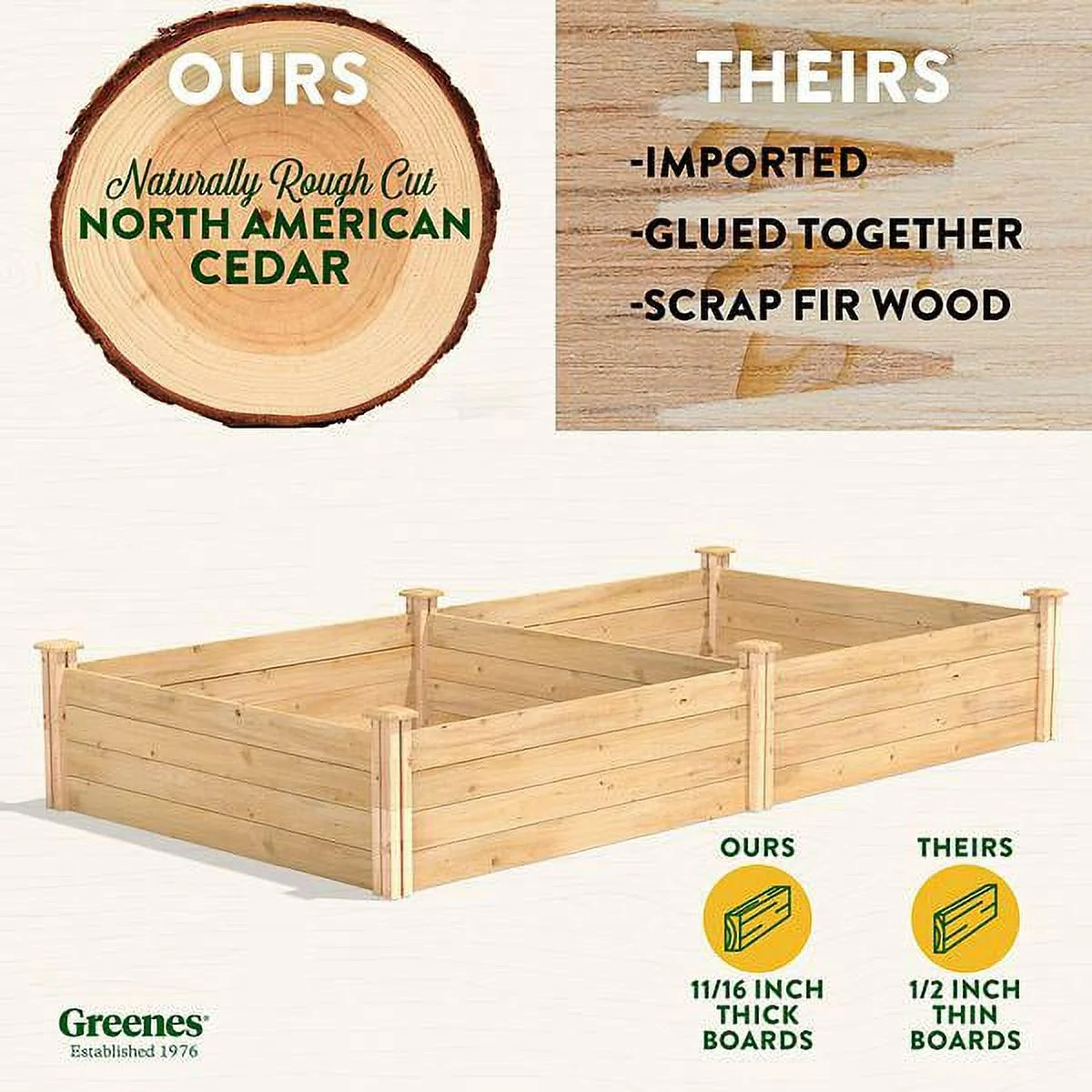 Greenes Original Cedar Stackable Raised Garden Bed, 4 ft. x 8 ft. x 14 in.