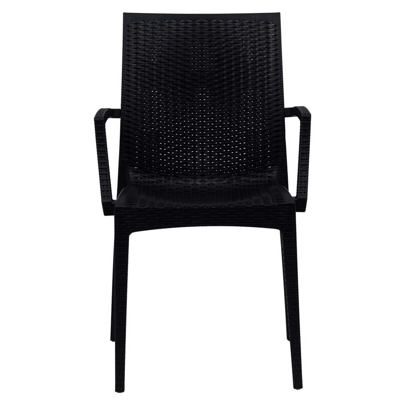 Afuera Living Modern Weave Indoor Outdoor Dining Armchair in Black