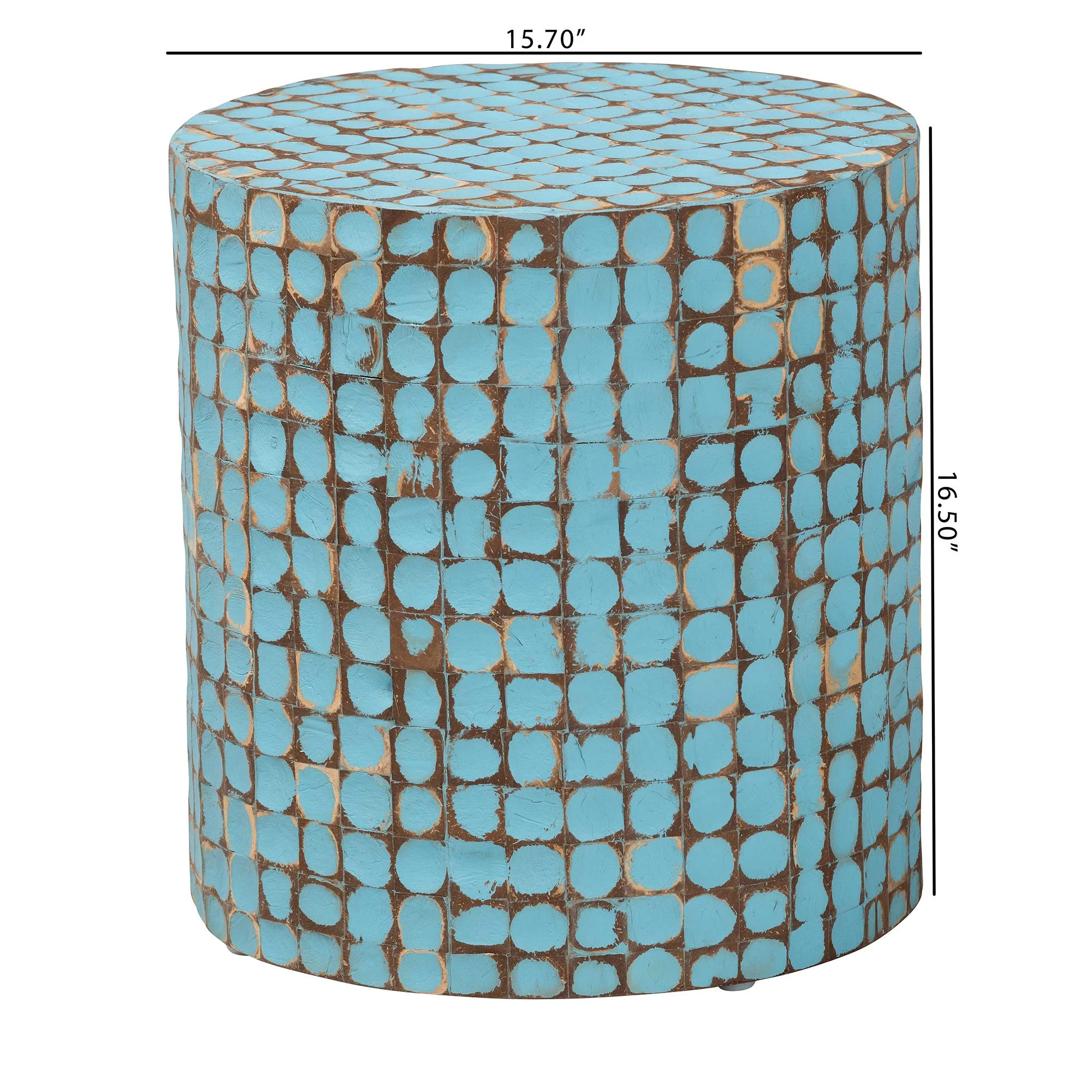 bali & pari Juliette Boho End Table, Round , Sky Blue