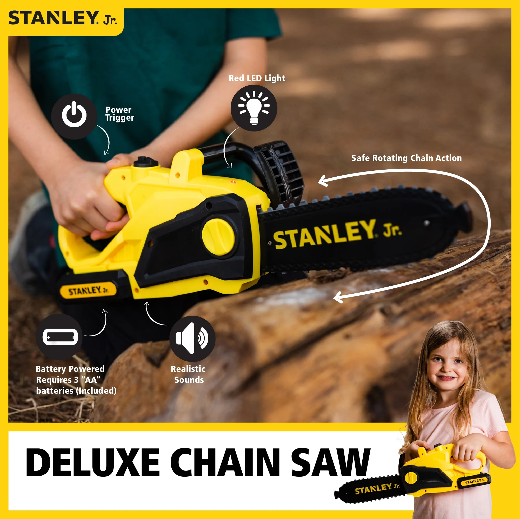 STANLEY Jr 3 Piece Toy Battery Powered Chain Saw