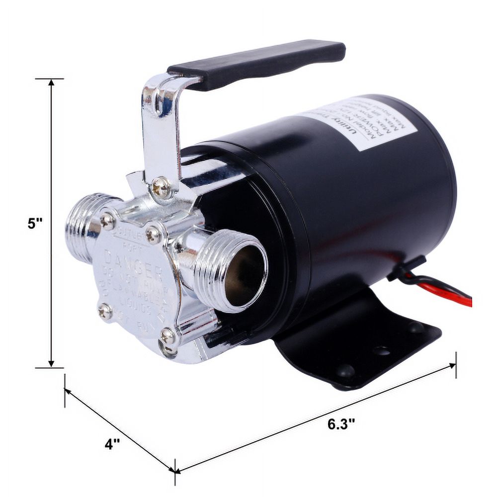Zateety DC 12-Volt 1/10HP 330GPH Battery Powered Mini Portable Electric Utility Sump Transfer Water Pump with Water Hose Kit Black