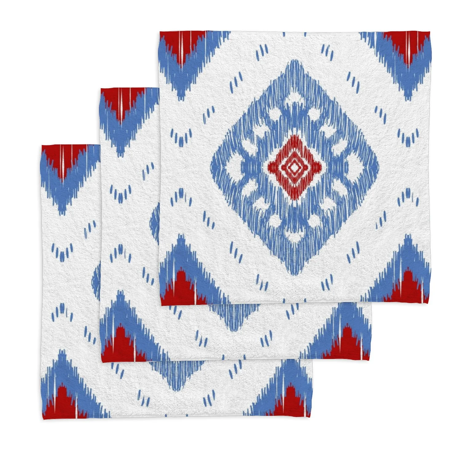 ANYWAY.GO 4 pack Baby Washcloths - 12 x 12 Inch Super Soft Baby Towels - 100% Cotton Highly Absorbent Wash Cloths for Face and Body,African Ikat Paisley Embroidery