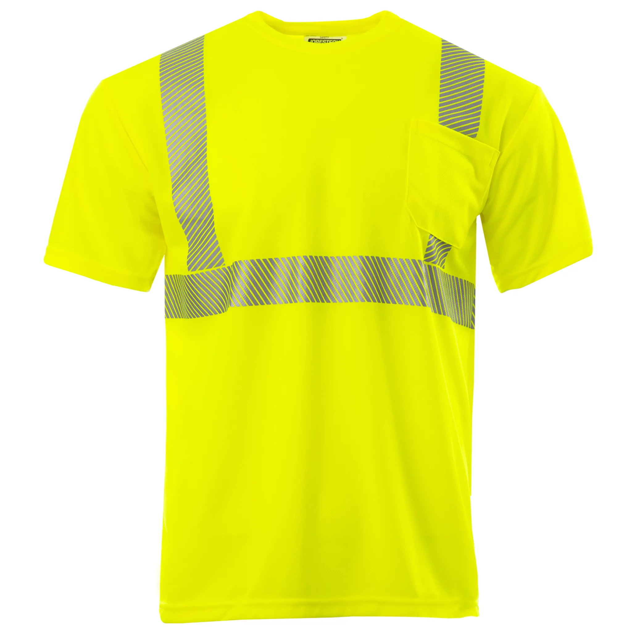 JORESTECH Hi-Vis Short Sleeve Safety Shirt, Heat Transfer, ANSI Class 2 (Yellow, S)