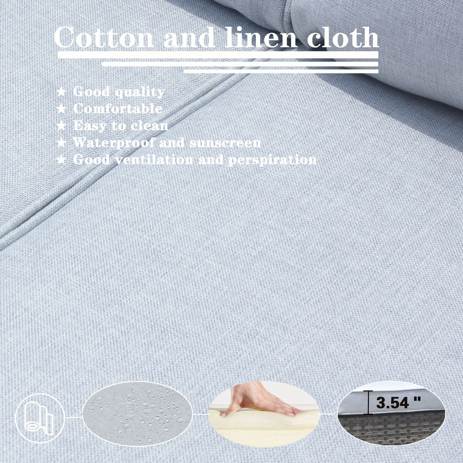 OVIOS  7-piece Patio Wicker Conversation Set Grey