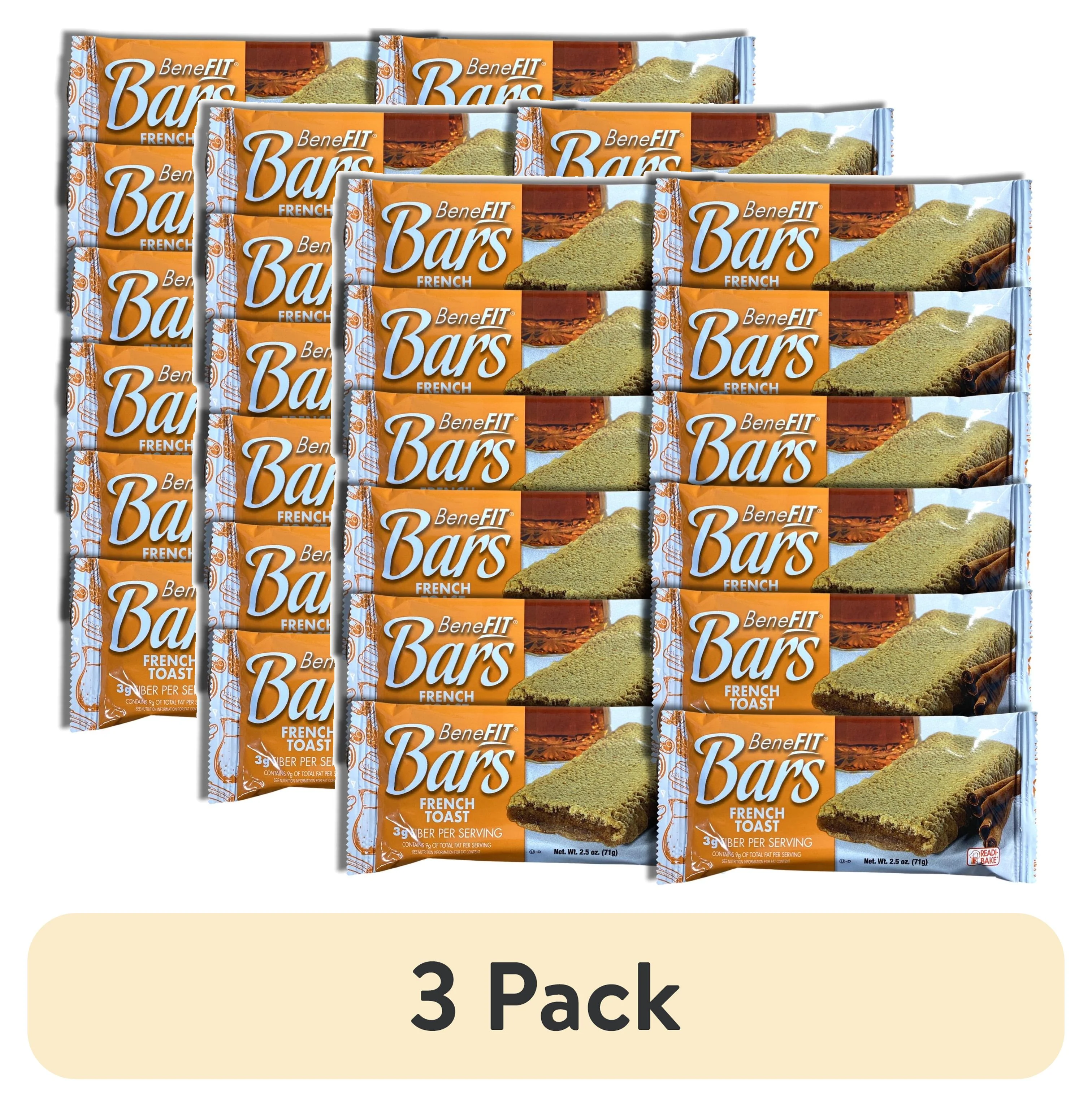 (3 pack) French Toast BeneFit Bars by Readi-Bake Bundled by Tribeca Curations | 2.5 Ounce | Value Pack of 12