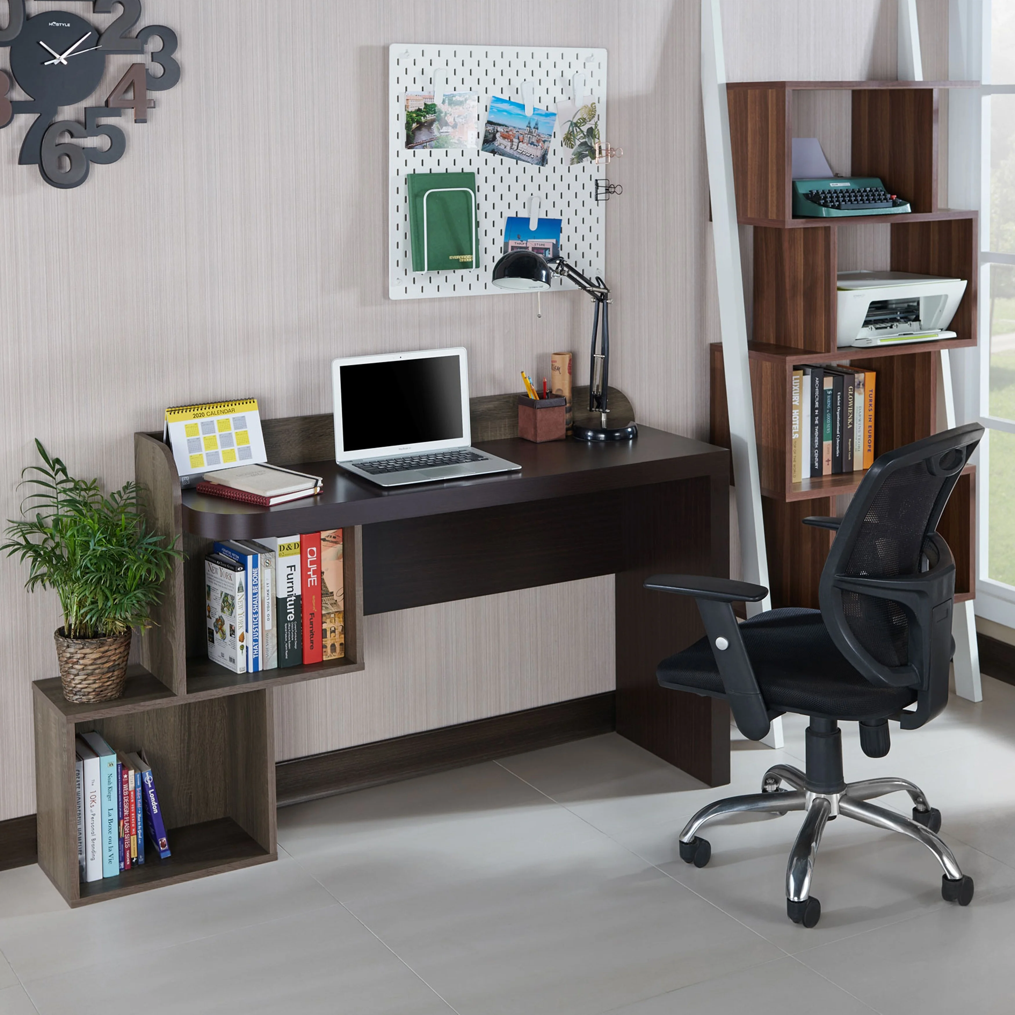 Furniture of America Cazy Modern Walnut 57-inch 2-Shelf Computer Desk by
