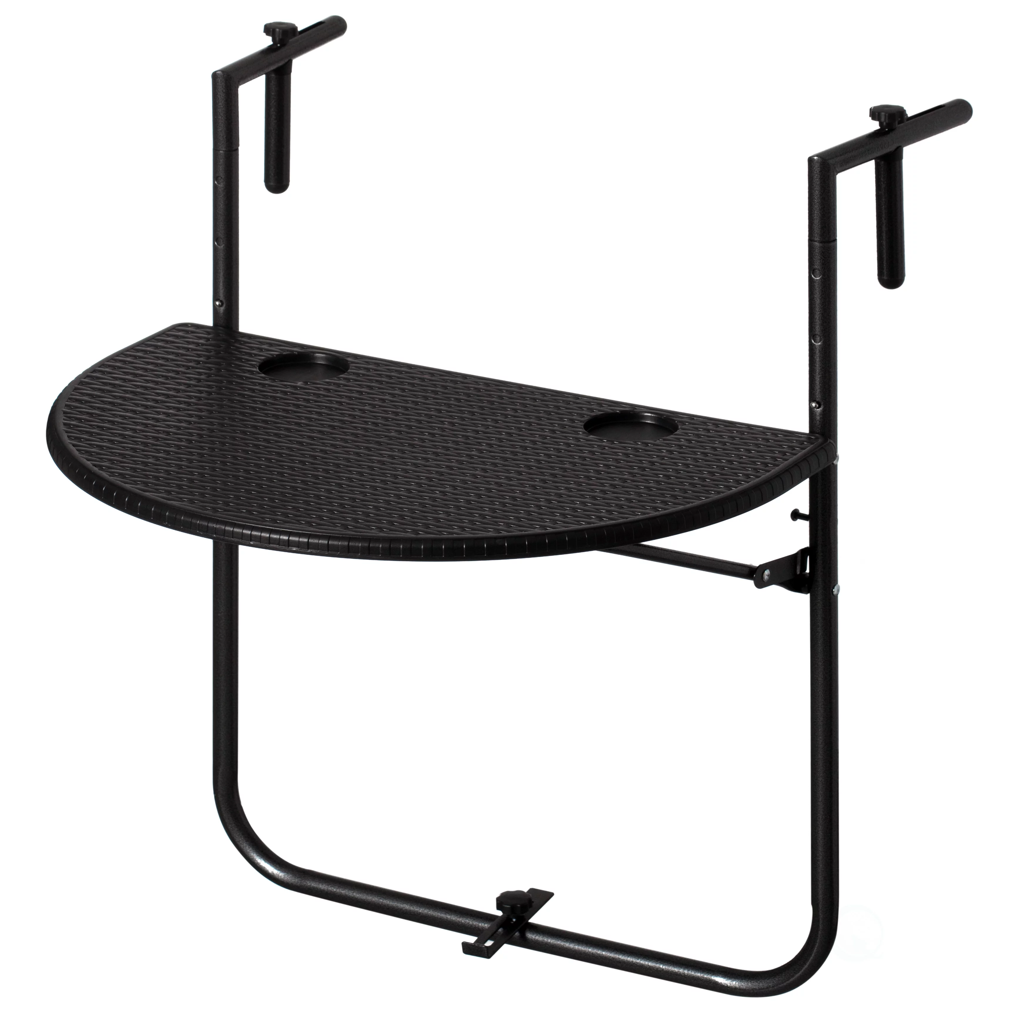 Indoor and Outdoor Rattan Decorative Plastic Foldable Balcony Table, Black