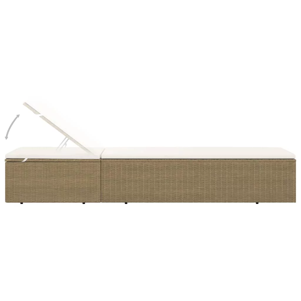 Htovila Sunlounger Poly Rattan Brown and White