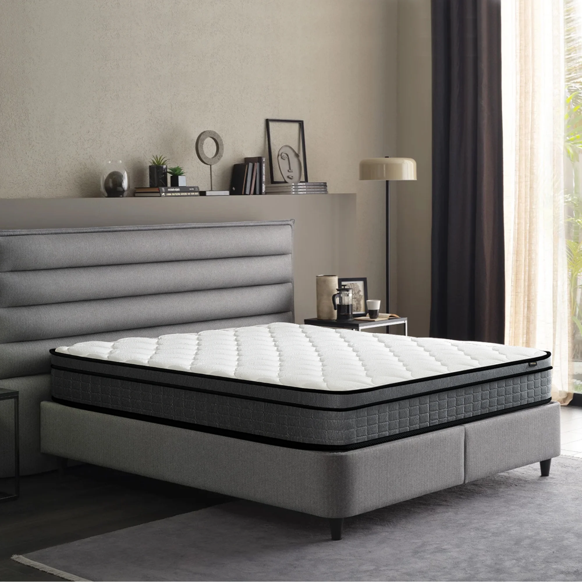 King Mattress, 10/12 Inch Hybrid Mattress in a Box with Gel Memory Foam, Motion Isolation Individually Wrapped Pocket Coils Mattress, Pressure Relief, Medium Firm Support (U.S. Standard)