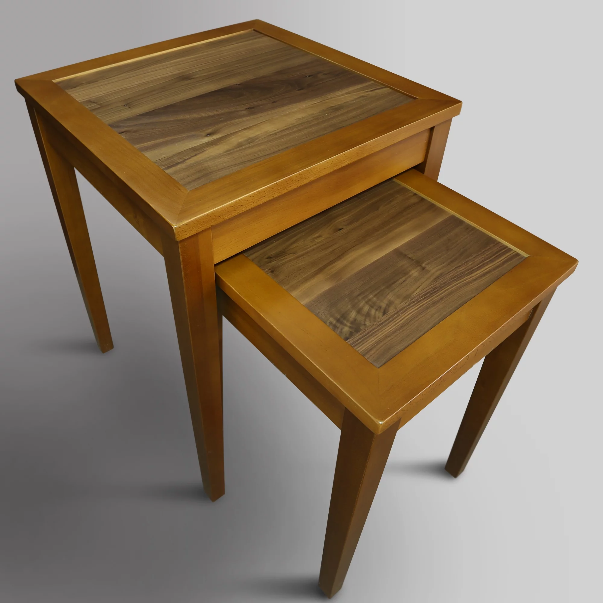 Casual Home Lincoln Nesting End Tables with Concealed Compartment, Solid American Walnut Top
