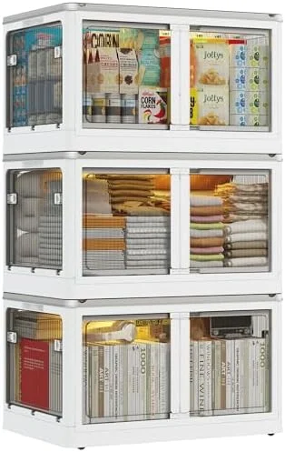 TQNLKGZ 90GAL  Bins with Lids Stackable  Bins with Wheels Large Plastic  Bins with Lid Collapsible  Bins for Closet Organizers  Containers Box for Bedroom Office 3PC