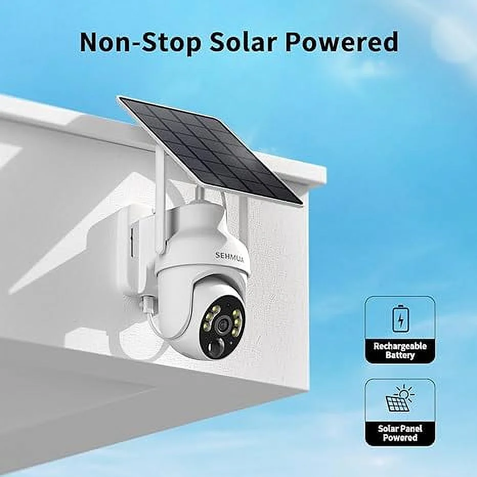 Open Box SEHMUA 2K Solar Security Cameras Wireless 2 Pack 360° View Pan RBX-S73 - White
