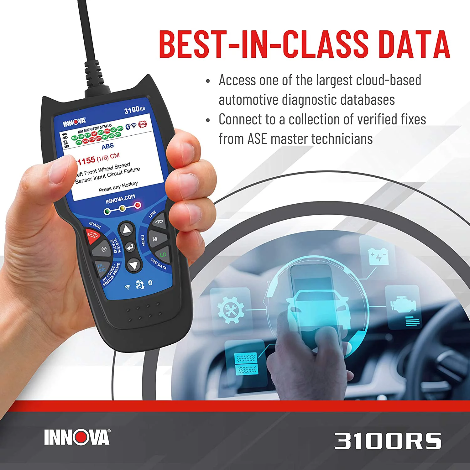 INNOVA 3100RS FixAssist Bluetooth Code Reader Vehicle Diagnostic Scanner