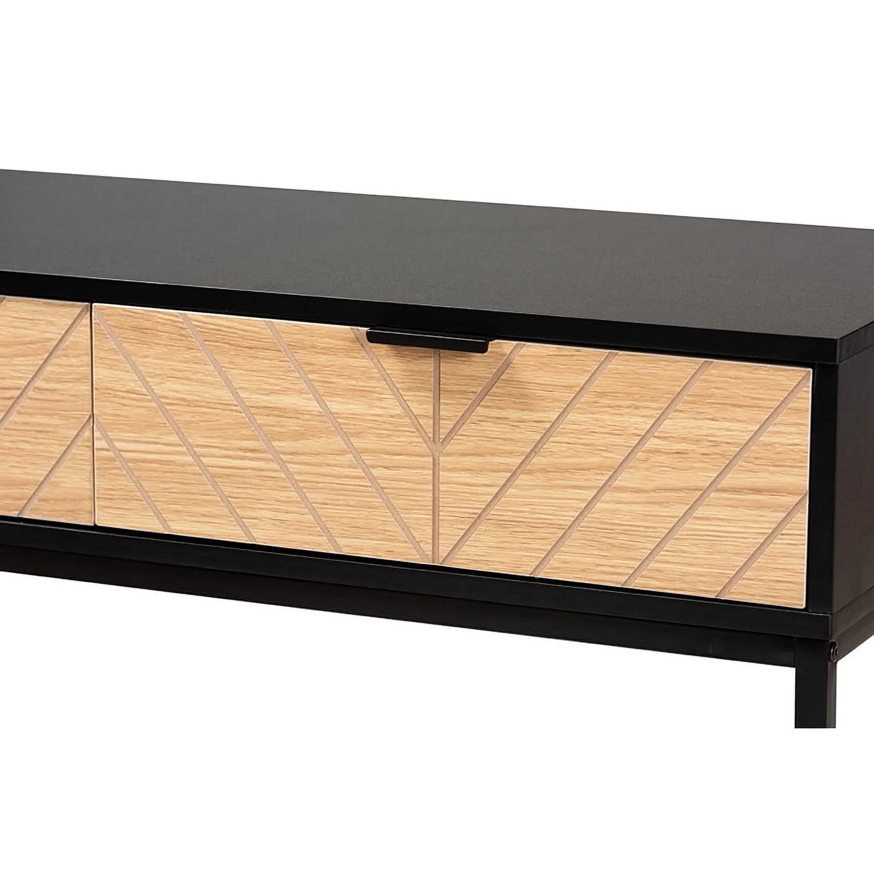 Baxton Studio Jacinth Modern Industrial Two-Tone Black and Natural Brown Finished Wood and Black Metal 2-Drawer Console