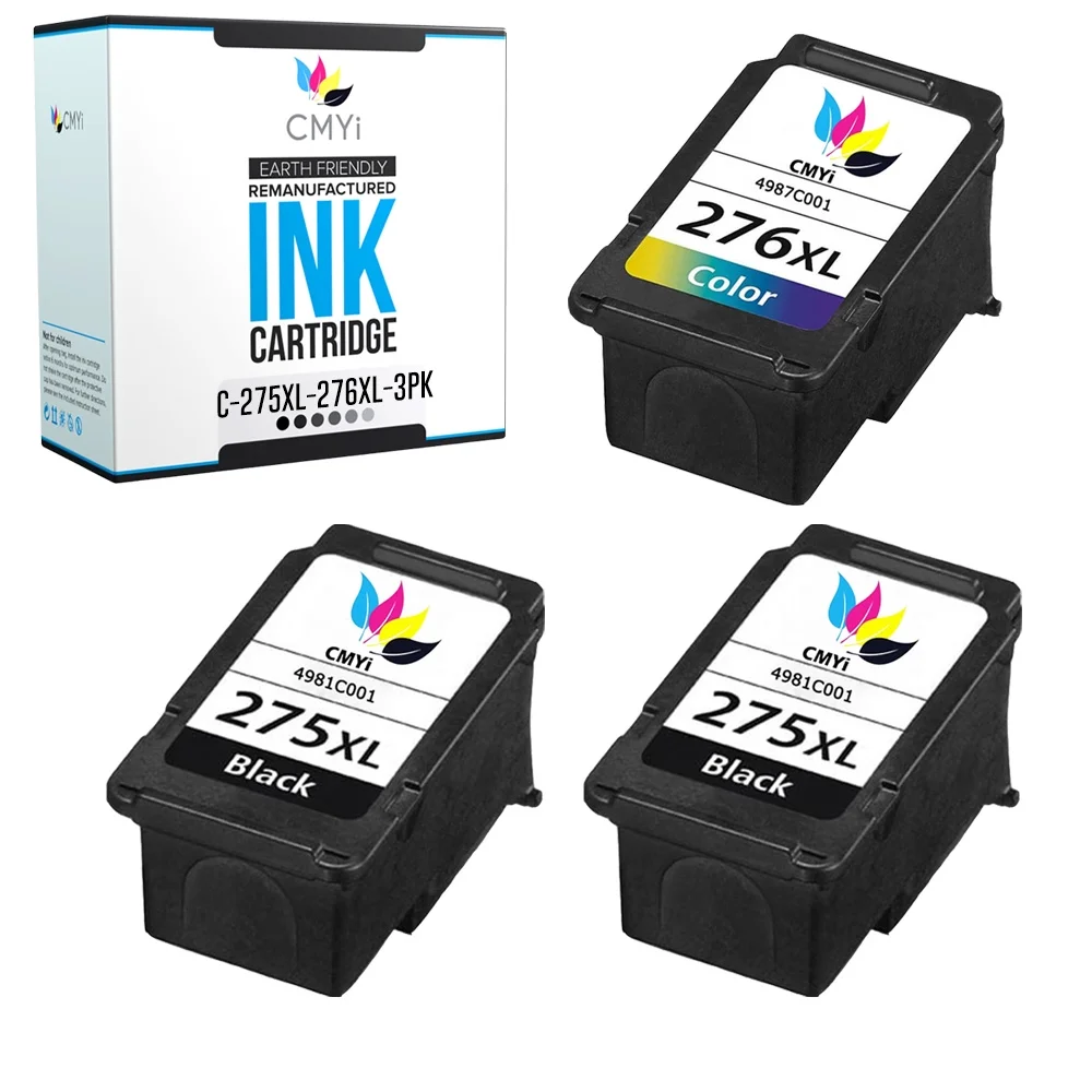 CMYi Ink Cartridge Replacement for  Canon PG-275XL and Canon CL-276XL (3-Pack: 2 Black + 1 Tricolor)