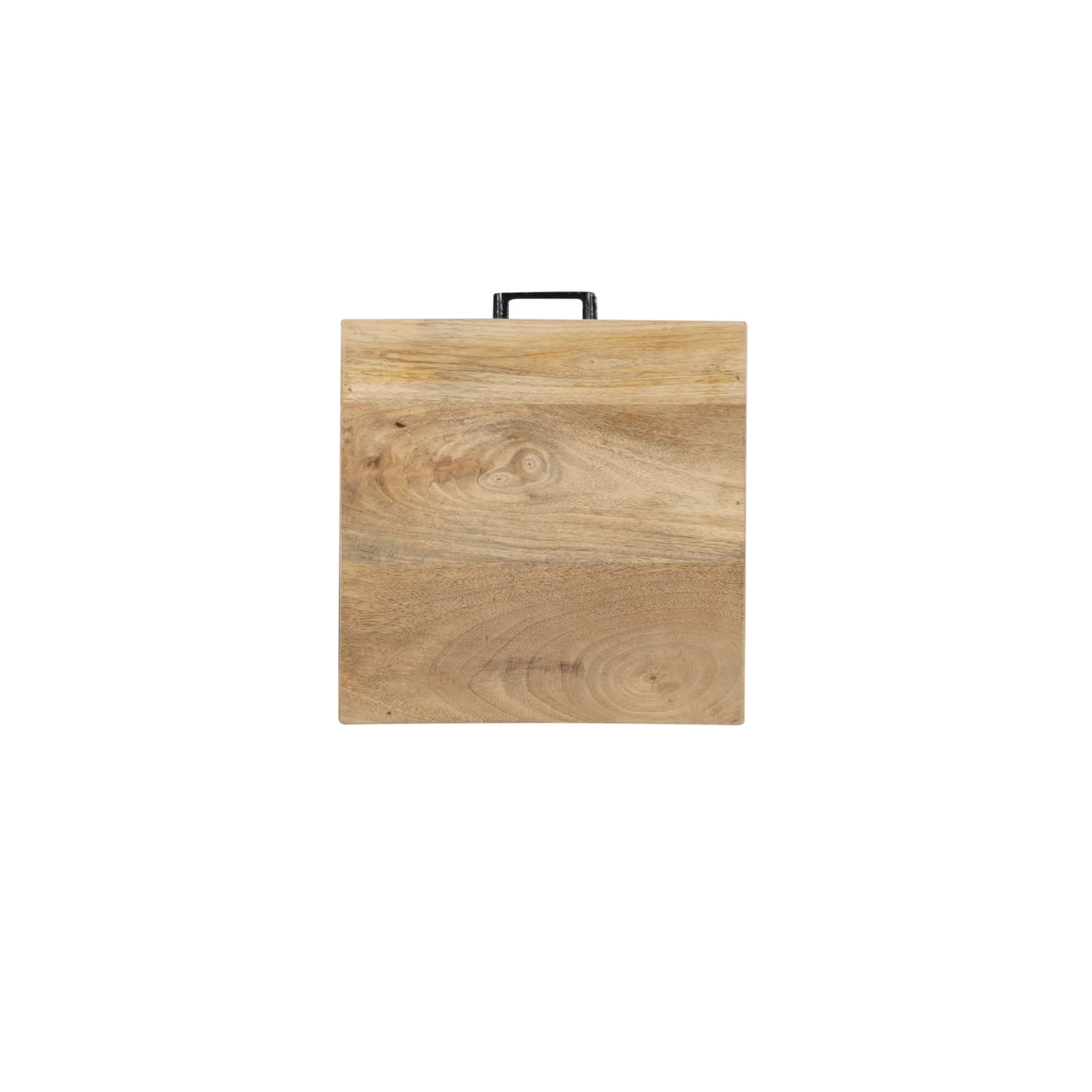 Chalgrove Mid-Century Metal Single Drawer C-Table, Black Base with Natural Wood Top