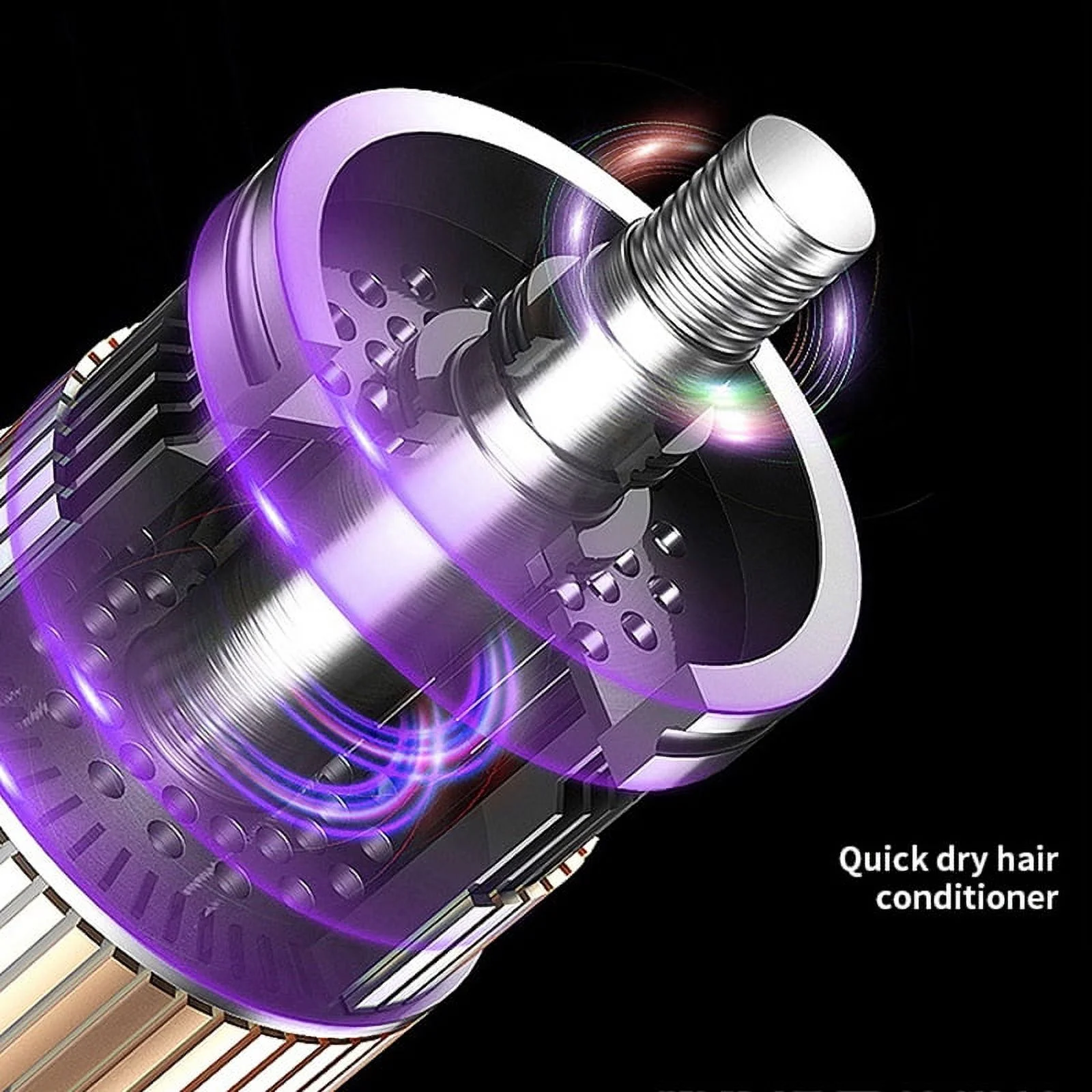 Qulable Hair Dryer Leafless Low Noise Powerful Motor Double Ion Outlet Fast Wind Speed Lock Moisture Hair Dryer AC 220V Blue