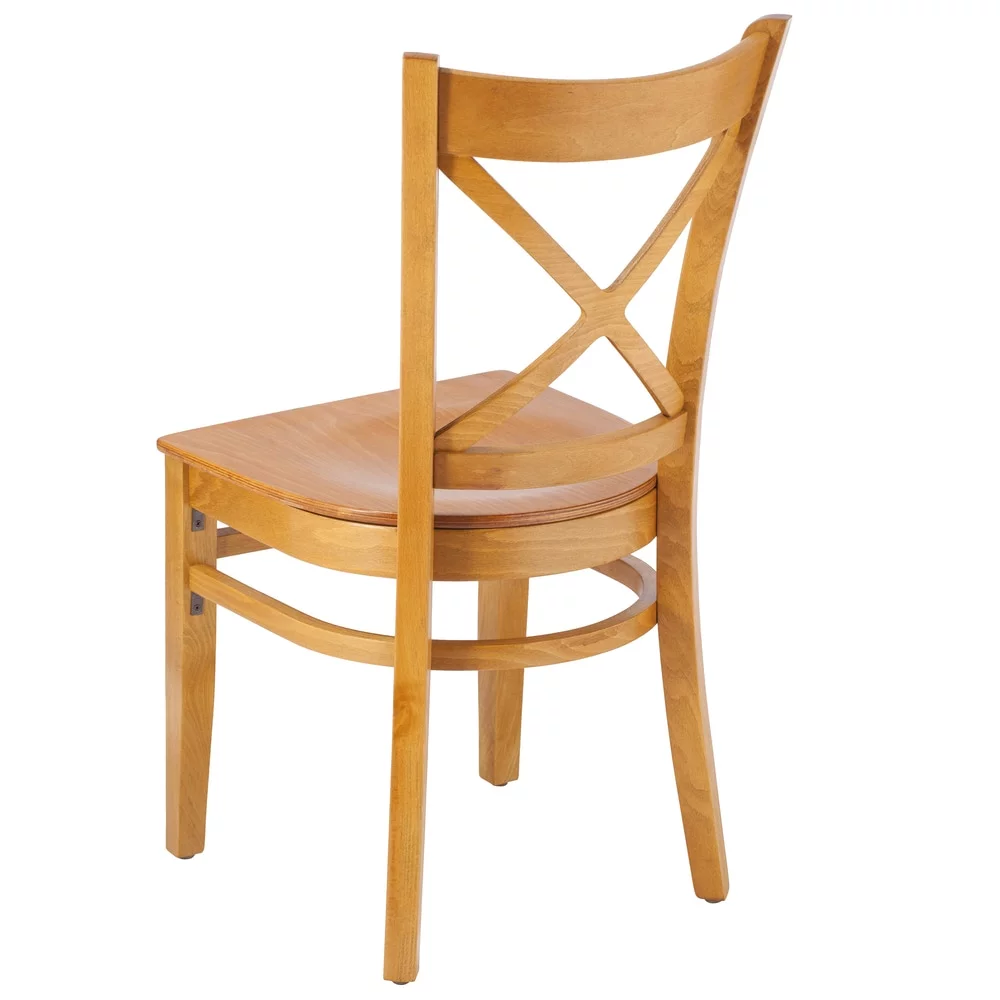 Cross Back Side Chair in Cherry with Wood Seat (Set of 2)